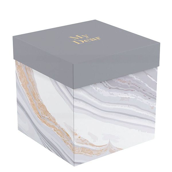 Коробка складная подарочная MESHU "Мрамор", (15*15*15см), отд фольгой