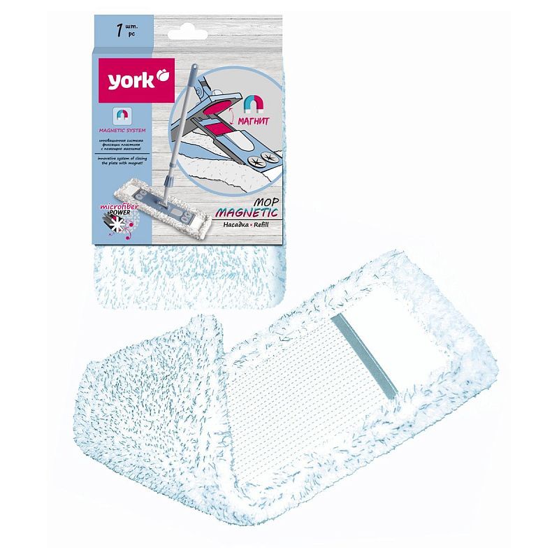 Насадка МОП для швабры York "Магнетик", микрофибра, плоский МОП, 47*17см (для кода 377640 )