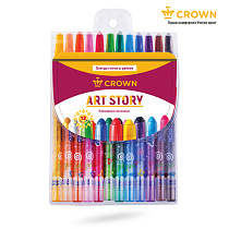 Карандаши восковые Crown "ArtStory", 12цв., выкручивающийся стержень, ПВХ, европодвес