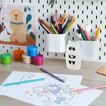 Точилка с ластиком 2 в 1 BRAUBERG KIDS "Панда", 2 отверстия, блистер, 271988 