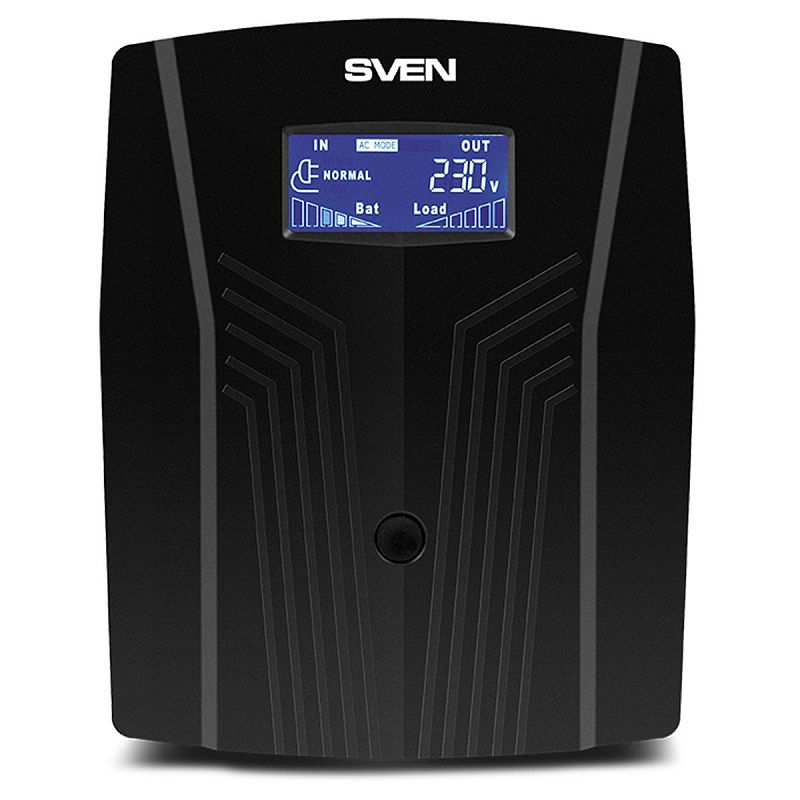 Источник бесперебойного питания Sven PRO 1500, 3 розетки, 1500ВA, 900Вт, LCD дисплей, черный