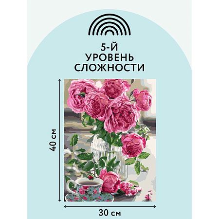 Картина по номерам на холсте ТРИ СОВЫ "Чаепитие", 30*40, с акриловыми красками и кистями