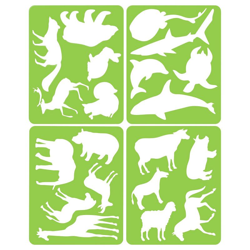 Набор трафаретов-раскрасок СТАММ "Животные", 4шт. 