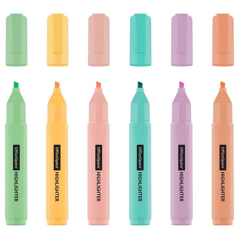 Набор текстовыделителей OfficeSpace 06цв., пастельные, 1-4мм, чехол с европодвесом 