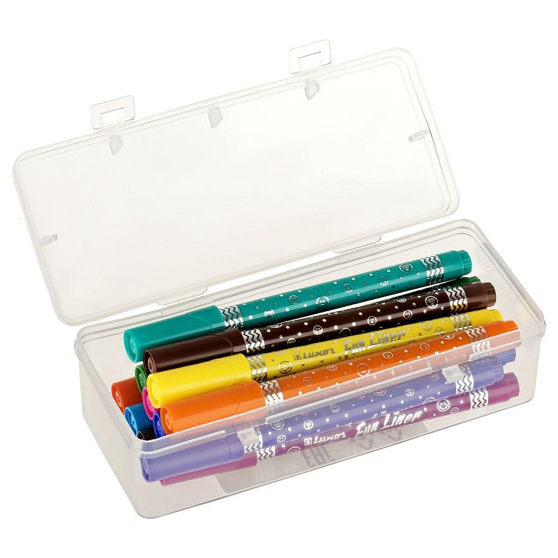 Фломастеры Luxor  "Fun Liner", 12цв., декор.корпус, смываемые, пластиковый пенал
