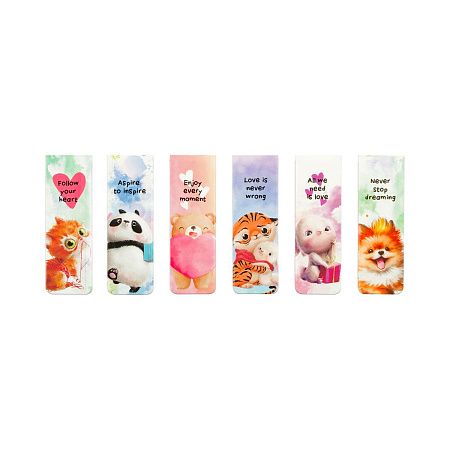 Закладки магнитные для книг, 6шт., MESHU "Cute animals", глянцевая ламинация 