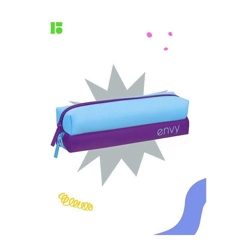 Пенал-косметичка 2 отделения, 205*50*55 Berlingo "Envy", голубой 