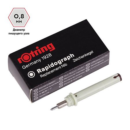 Пишущий элемент для рапидографа Rotring 0,8мм, картон. упаковка 
