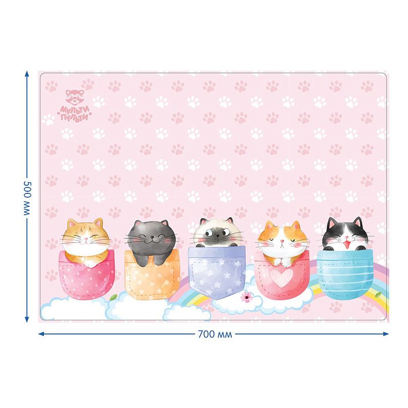 Клеенка для уроков труда Мульти-Пульти "Котики", 50*70см, ПВХ