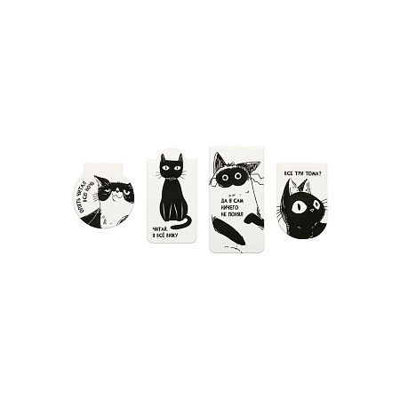 Закладки магнитные для книг, 4шт., MESHU "Meme cat", соф-тач 