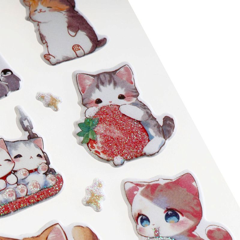 Наклейки объемные MESHU "I meow you", 10*23см, с блестками, инд. уп., европодвес