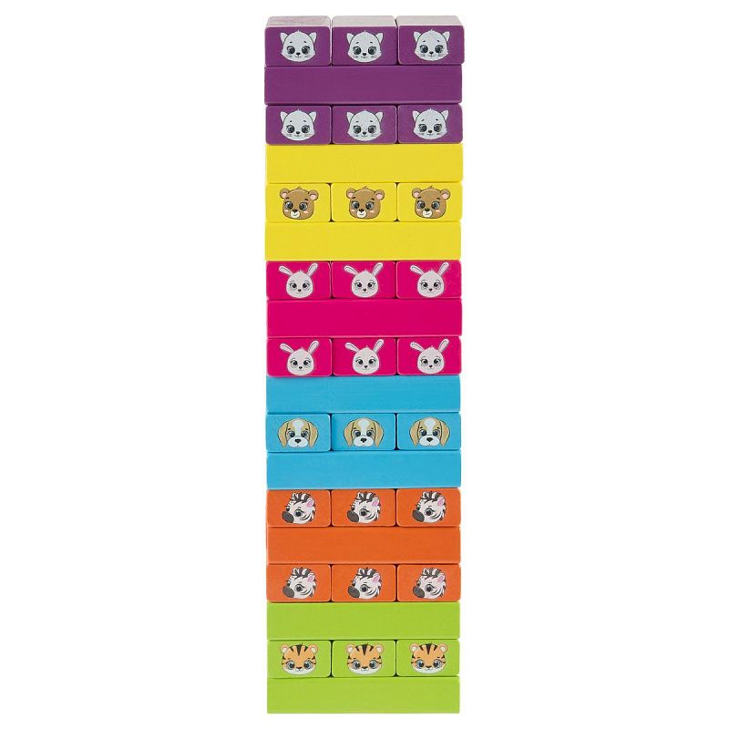 Игра настольная ТРИ СОВЫ "Цветная башня" 2в1 с домино, 54 бруска, кубик, уголок для сборки, картонная коробка 