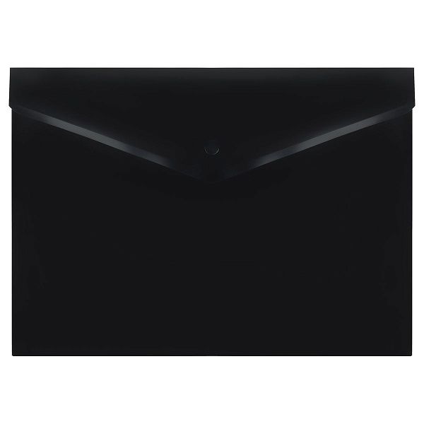 Папка-конверт на кнопке СТАММ А4, 150мкм, непрозрачная, черная