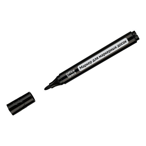 Маркер для белых досок OfficeSpace "Bullet" черный, пулевидный, 2,5мм
