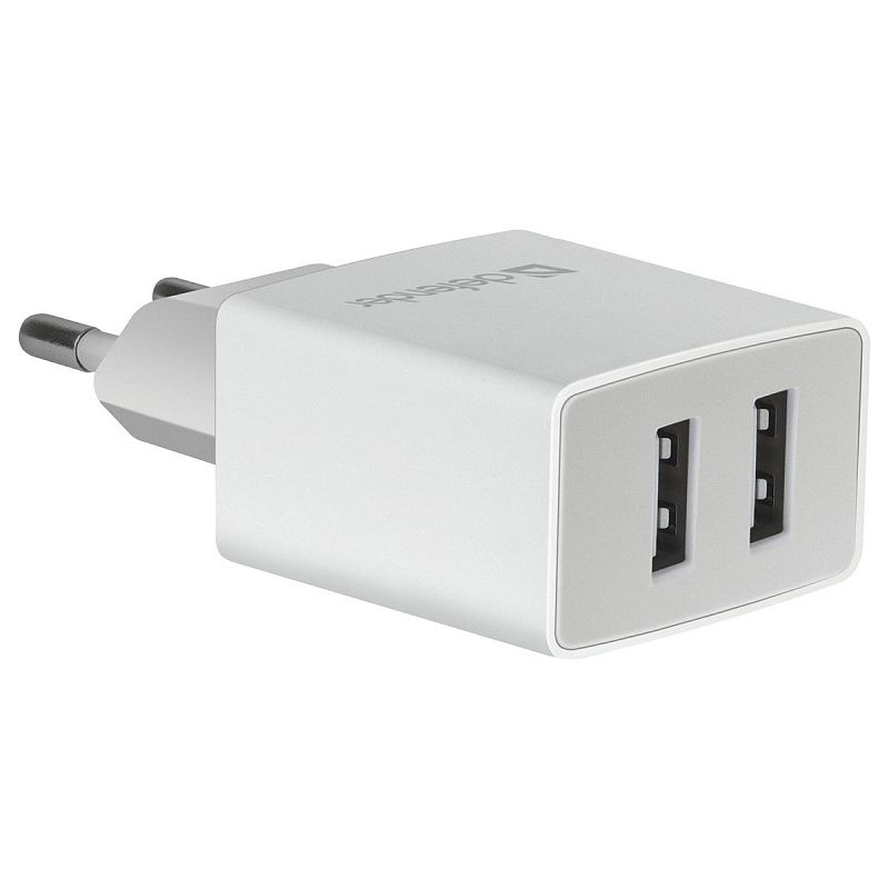 Зарядное устройство сетевое Defender UPA-22 белый, 2xUSB, 2.1А output, черный