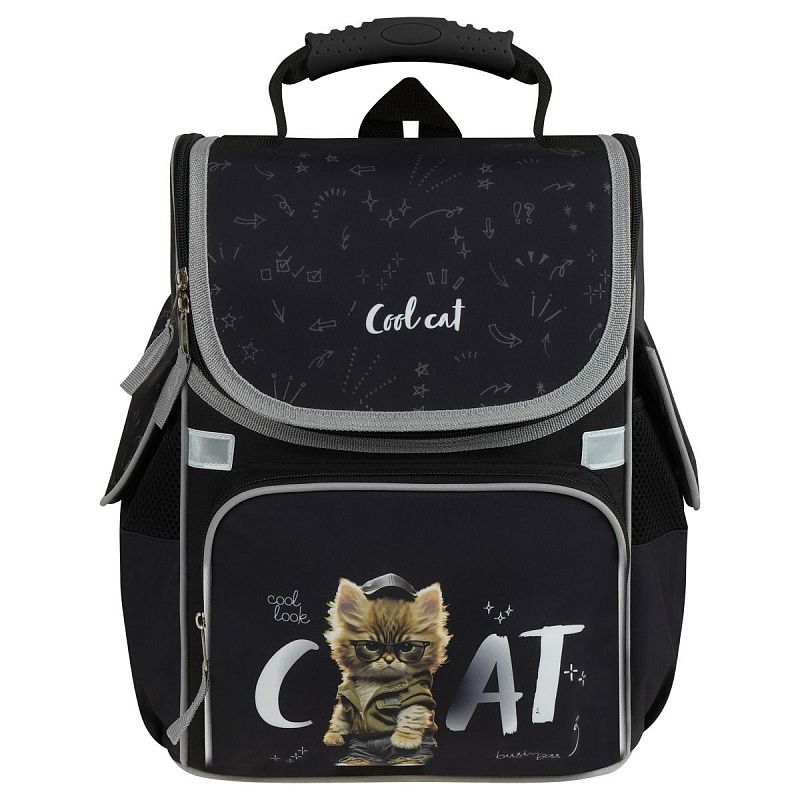 Ранец ArtSpace Junior "Cat on black" 37*28*21см, 1 отделение, 3 кармана, анатомическая спинка 