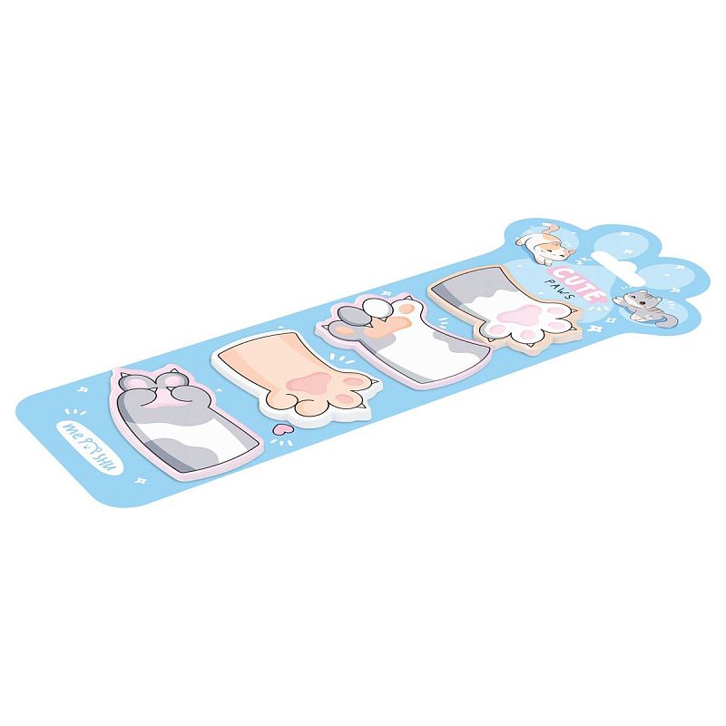 Флажки-закладкиMESHU "Cute Paws",  20л*4 цвета, европодвес