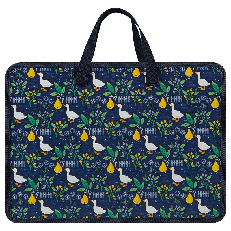 Папка с ручками А4 ArtSpace "Geese on blue", пластик, на молнии, 70мм 