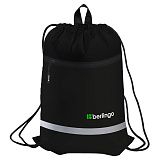Мешок для обуви 1 отделение Berlingo "Basic black", 360*460мм, светоотражающая лента, карман на молнии