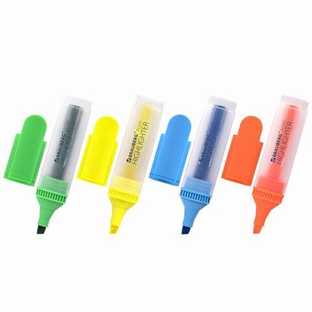 Набор текстовыделителей BRAUBERG 4 шт., АССОРТИ, "FLUO", линия 1-5 мм, 150403 