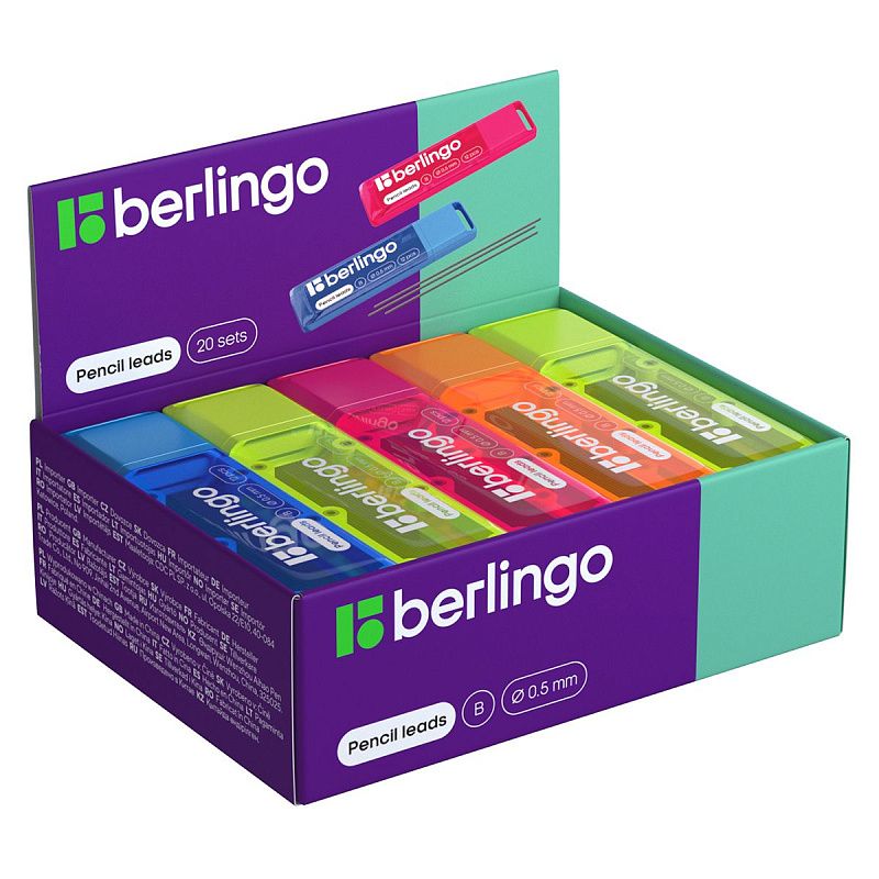 Грифели для механических карандашей Berlingo, 12шт., 0,5мм, B 