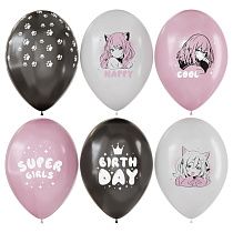 Воздушные шары, 12шт., М12/30см, MESHU "Anime party", пастель, ассорти