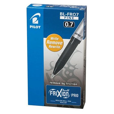 Ручка стираемая гелевая с грипом PILOT "Frixion Pro", ЧЕРНАЯ, корпус с печатью, линия письма 0,35 мм, BL-FRO-7 