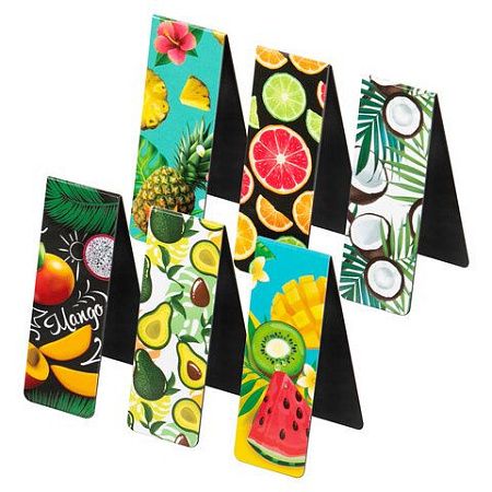 Закладки для книг МАГНИТНЫЕ, "FRUITS", набор 6 шт., 60x20 мм, BRAUBERG, 113160 