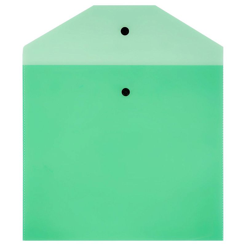 Папка-конверт на кнопке СТАММ А5+, 120мкм, пластик, прозрачная, зеленая 
