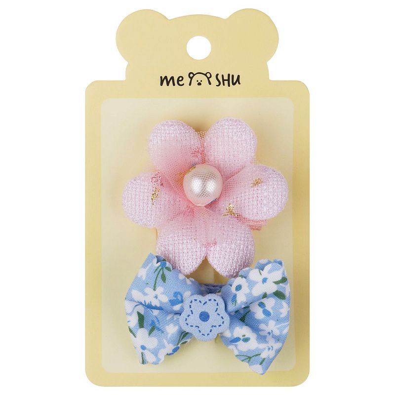 Заколки для волос MESHU, прищепки текстильные, ассорти, 2шт., 5/6см, европодвес