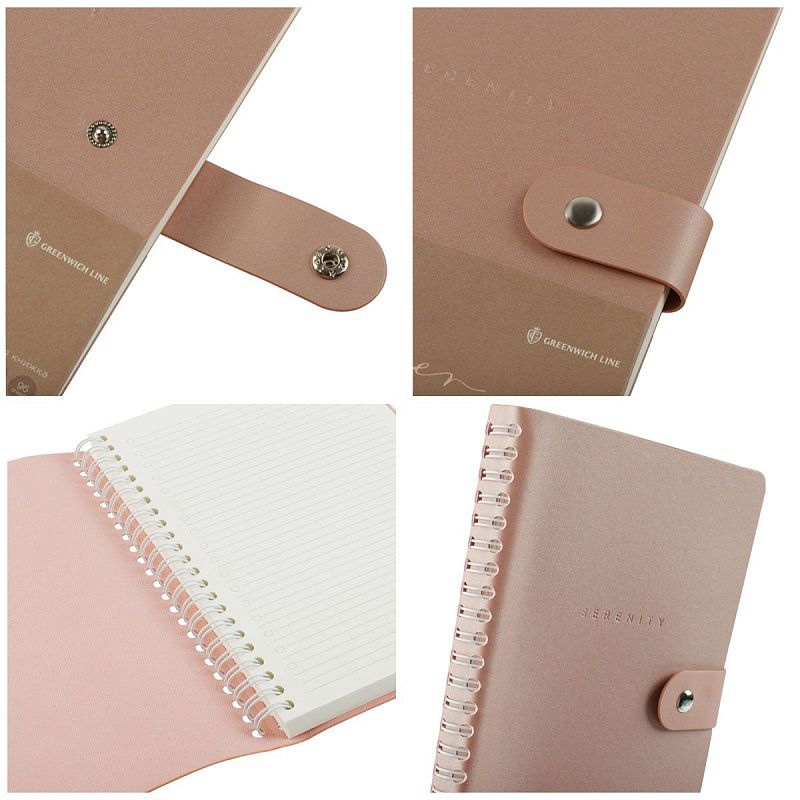 Записная книжка А5 96л. ЛАЙТ, кожзам, скрытый гребень, Greenwich Line "Shimmer. Dusty pink", блок в линию