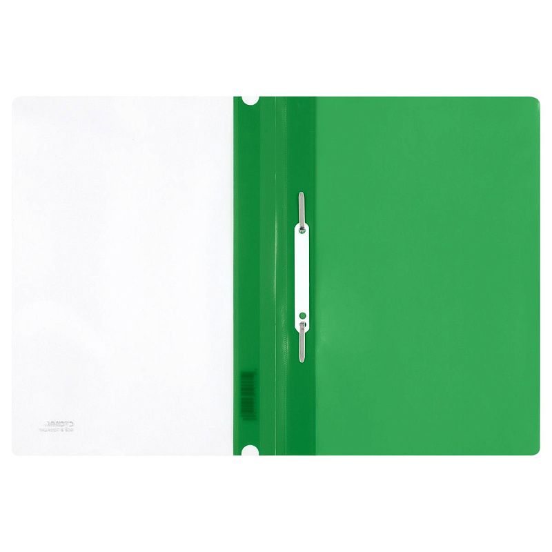 Папка-скоросшиватель пластик. перф. СТАММ А4, 180мкм, зеленая с прозр. верхом 