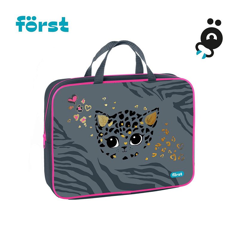 Папка текстильная с ручками 1 отделение, А4 Först "Little leo", 350*265*80мм, текстиль, на молнии 