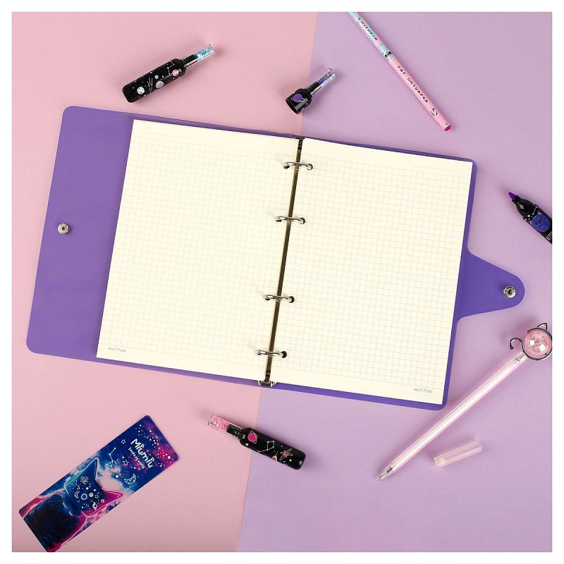 Тетрадь на кольцах 120л., А5, клетка MESHU "Miumiu", с пластиковой обложкой