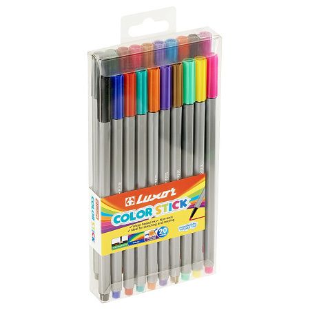 Фломастеры Luxor  "Color Stick", 20цв., смываемые, ПВХ, европодвес