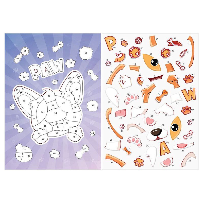 Аппликация наклейками ТРИ СОВЫ "Корги", А4, 1 основа, объемные наклейки, картонный конверт