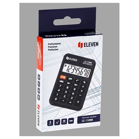 Калькулятор карманный Eleven LC-110NR, 8 разрядов, питание от батарейки, 58*88*11мм, черный