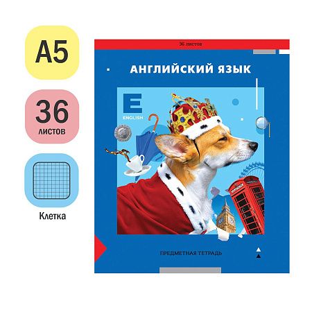 Тетрадь предметная 36л. ArtSpace "Пять в квадрате" - Английский язык, эконом
