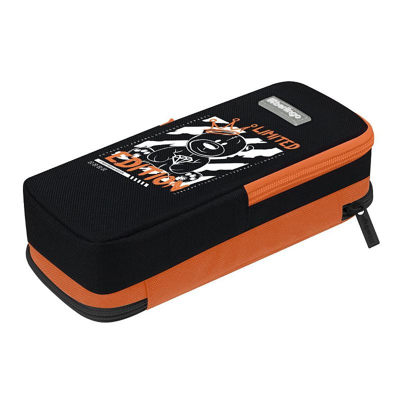 Пенал 2 отделения, 205*80*55 Berlingo "Glow Teddy", полиэстер, внутренний органайзер, магнит