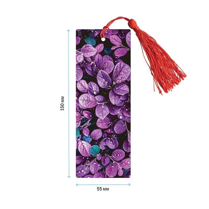 Закладка для книг 3D с линейкой, 150*55мм, ArtSpace "Violet", декоративный шнурок 