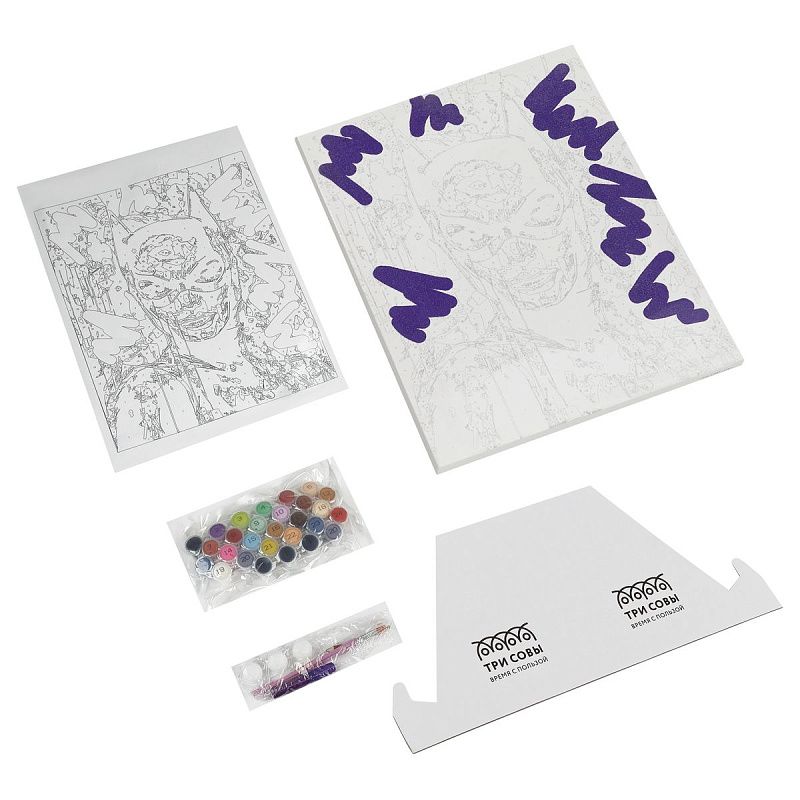 Картина по номерам на холсте с глиттером ТРИ СОВЫ "Женщина-кошка", 40*50, с акриловыми красками и кистями