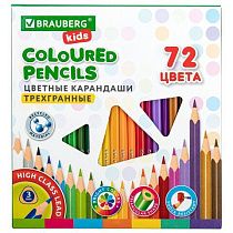 Карандаши цветные BRAUBERG KIDS, 72 цвета, трехгранный корпус, грифель мягкий 3 мм, 181947 Карандаши цветные BRAUBERG KIDS, 72 цвета, трехгранный корпус, грифель мягкий 3 мм, 181947