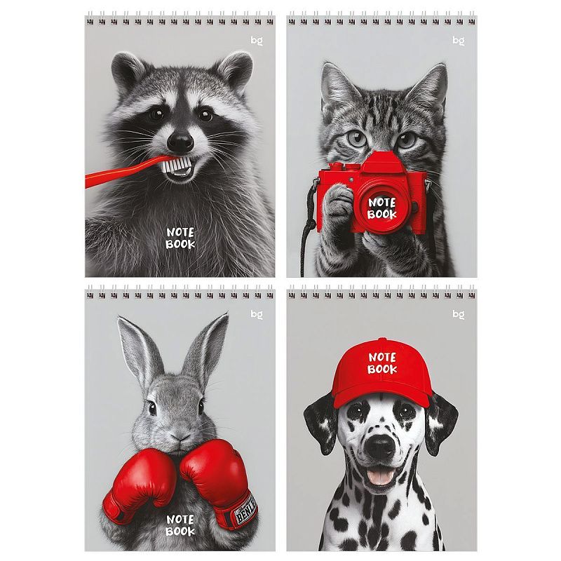 Блокнот А5 60л. на гребне BG "Pet and red", твердая подложка