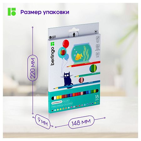 Карандаши цветные Berlingo "SuperSoft. Жил-был кот", 18цв., трехгран., заточен., картон, европодвес