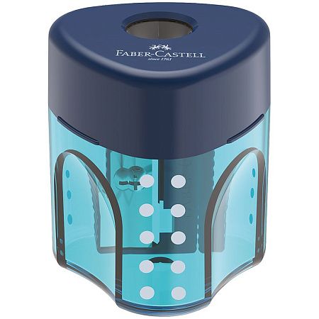 Точилка пластиковая со "шторкой" Faber-Castell "Grip Auto Mini" 1 отверстие, контейнер, розовая/бирюзовая/синяя 