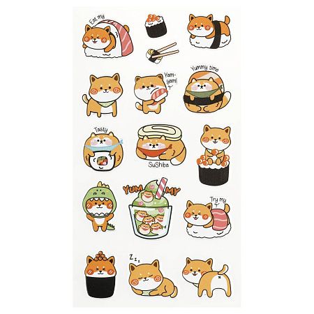Наклейки объемные MESHU "Shiba Inu,", 10*23см, пакет европодвес