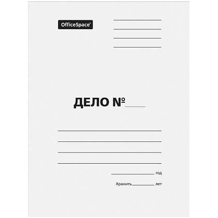 Папка-обложка OfficeSpace "Дело", картон немелованный, 300г/м2, белый, до 200л.