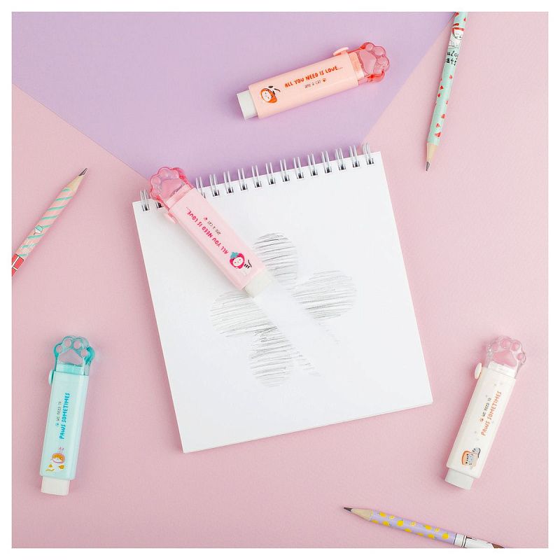 Ластик MESHU "Cat Paw", 93*28*17мм, термопластичная резина, пластиковый футляр 