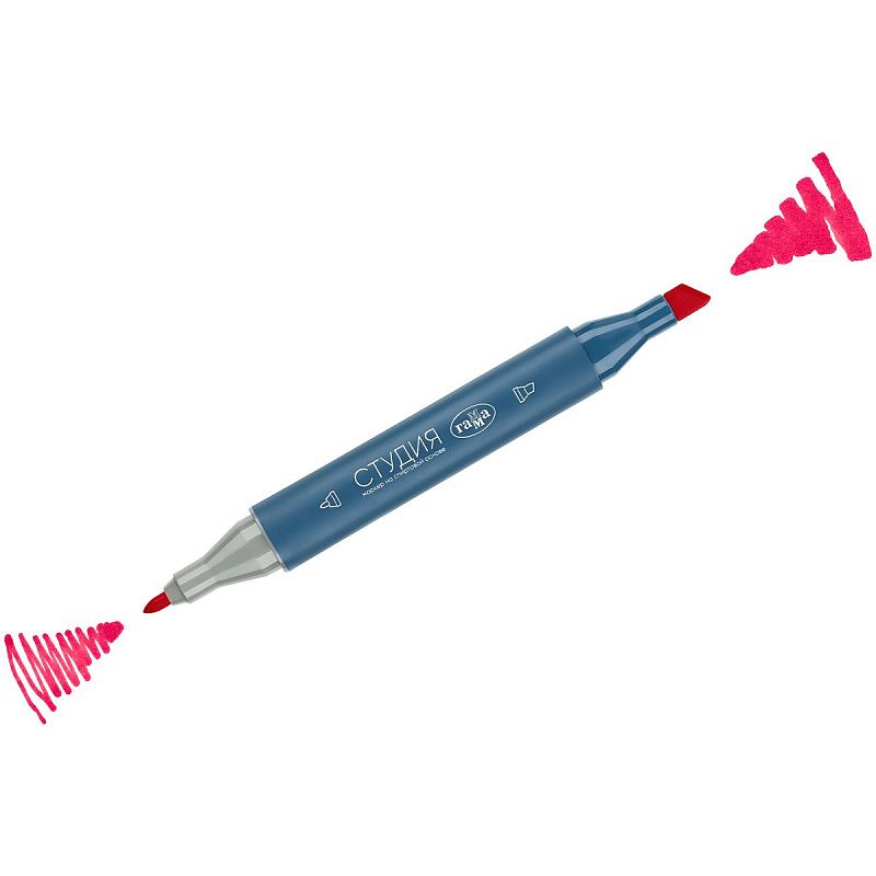 Набор двусторонних маркеров для скетчинга Гамма "Студия" 60цв., основные цвета, корпус трехгранный, пулевид./клиновид. наконечники, пласт.кейс