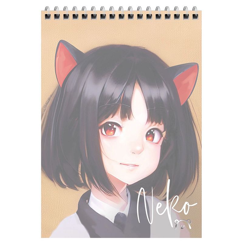 Блокнот А5 60л. на гребне MESHU "Neko", пластиковая обложка